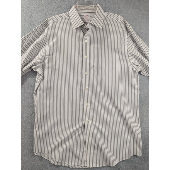 Brooks Brothers Shirt Mens 16.5 34 Blue Gray Striped Regular Fit Non Iron Supima - Picture 3 of 9